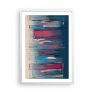 Poster în ramă albă - Compoziție verticală în albastru și roșu - 50x70 cm