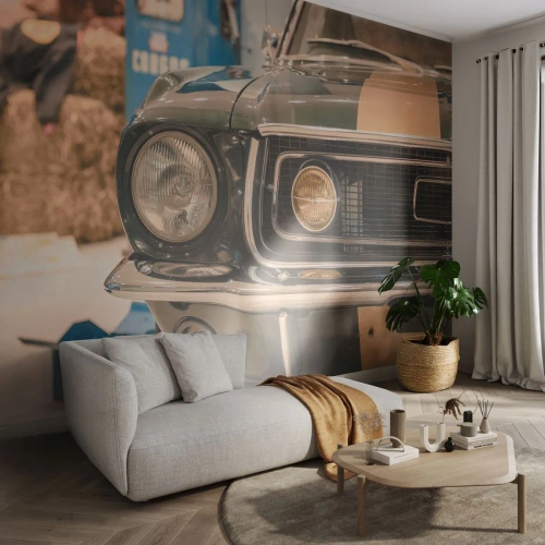Tapet Autoadeziv Deluxe Sticker - Întâlnire cu o legendă - Mașină, Automobile, Oldschool - 100x70 cm