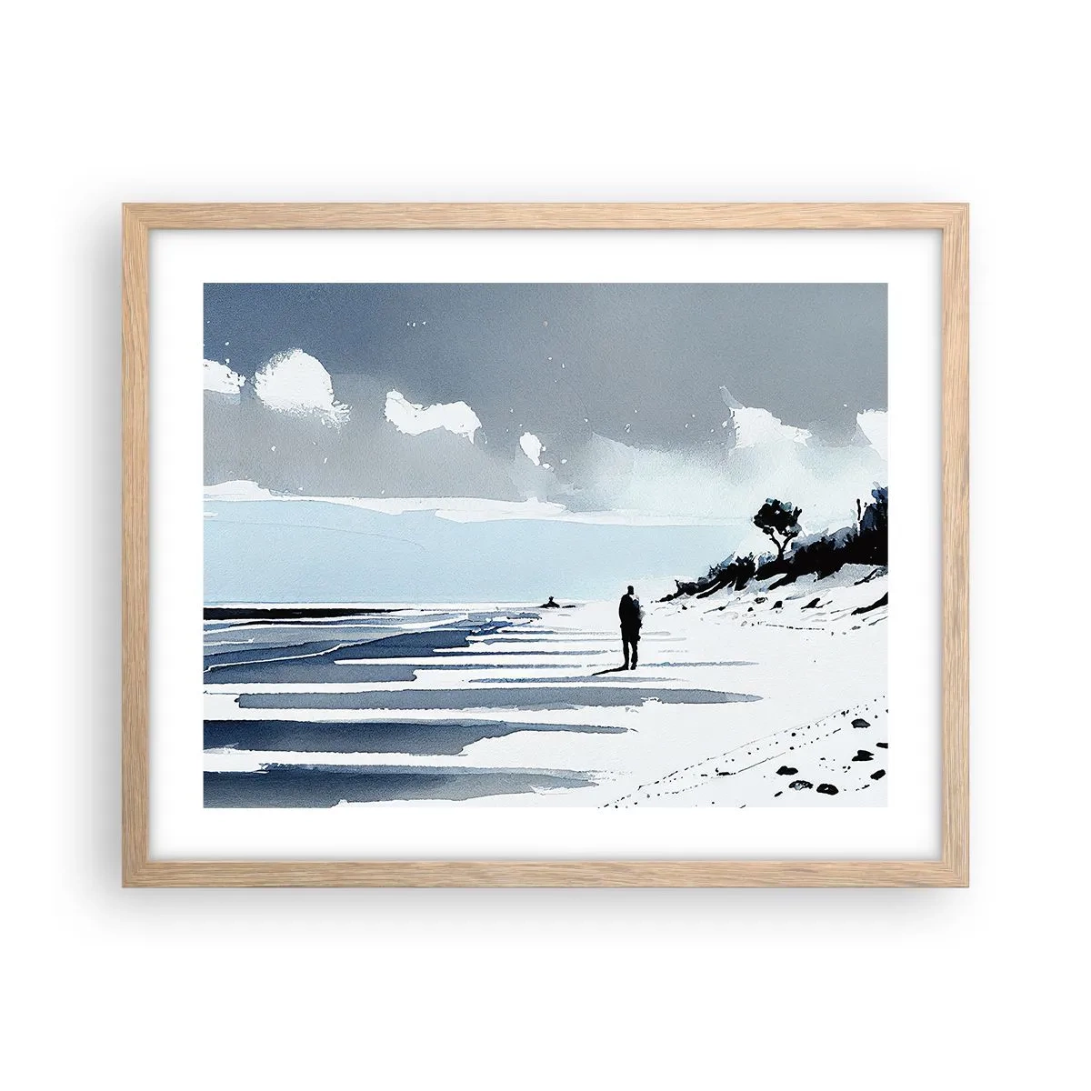 Poster în ramă de stejar deschis - Singuratic - 50x40 cm