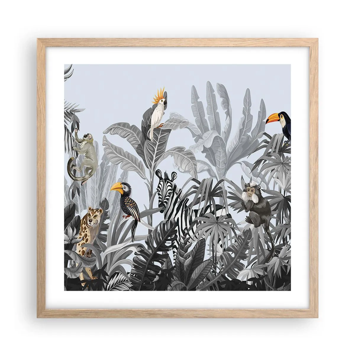 Poster în ramă de stejar deschis - O fabulă africană - 50x50 cm