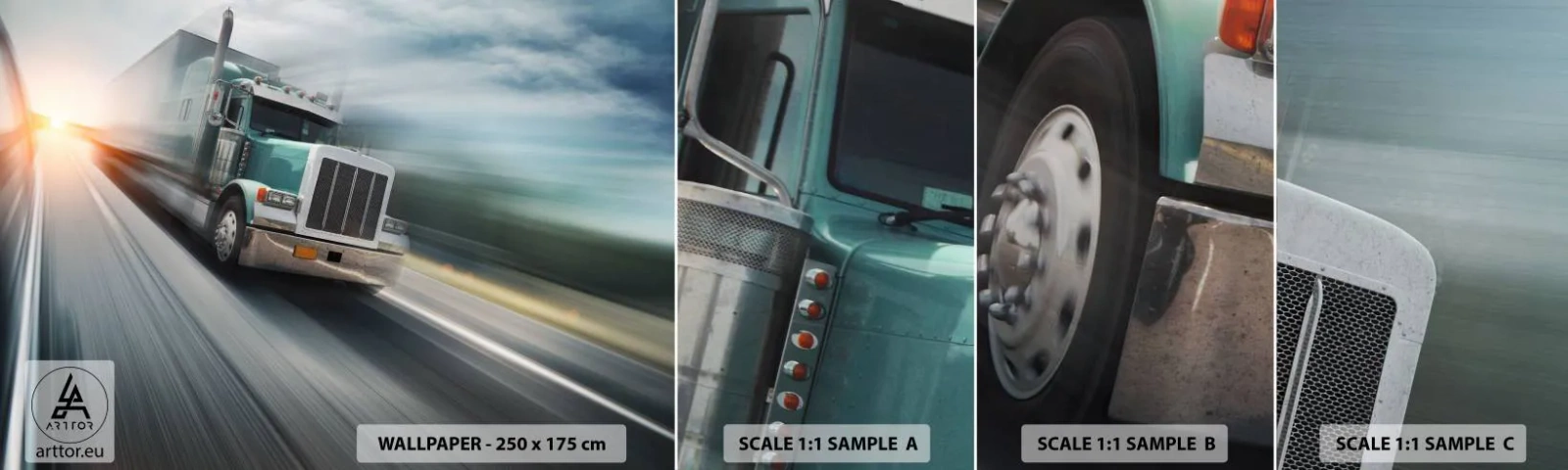 Mostră de Tapet Standard Eco - Gigant american în mișcare - Camion, Automobile, Transport - 100x30 cm
