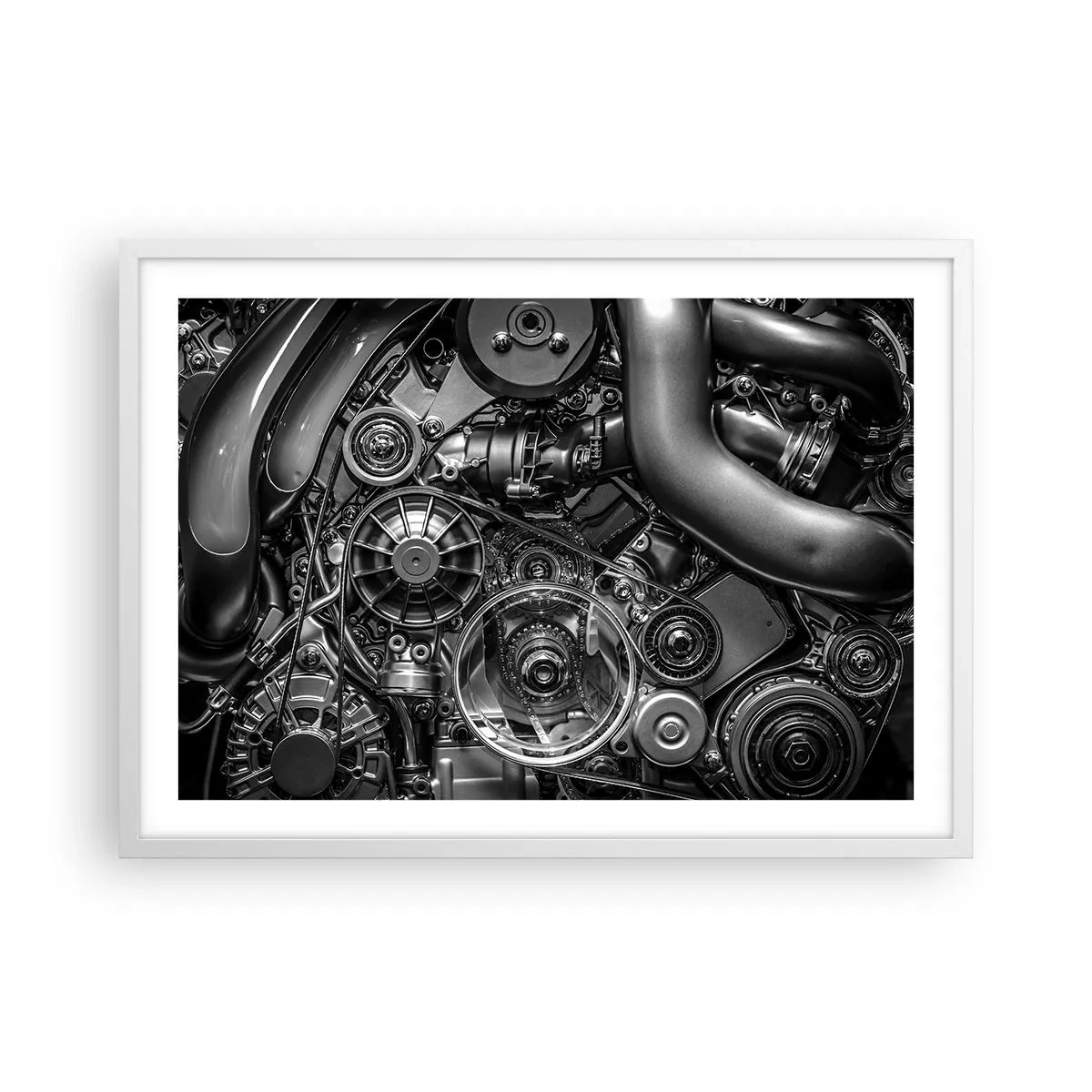 Poster în ramă albă - Poezia mecanicii - 70x50 cm