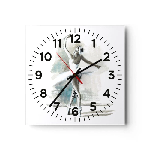 Ceas de perete - Ceas pe sticlă - Fermecată într-o lebădă - 40x40 cm