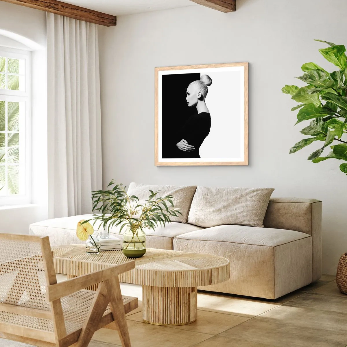 Poster în ramă de stejar deschis - Pur și simplu o femeie - 30x30 cm