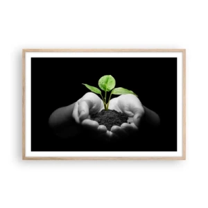 Poster în ramă de stejar deschis - Iubesc natura, o protejez - 91x61 cm