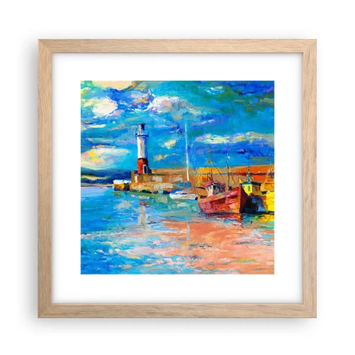 Poster în ramă de stejar deschis - După-amiază în golful de curcubeu - 30x30 cm