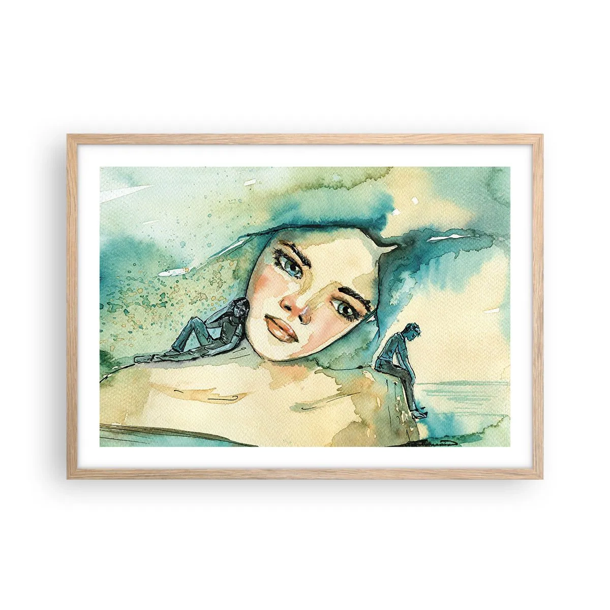 Poster în ramă de stejar deschis - Am I blue? - 70x50 cm