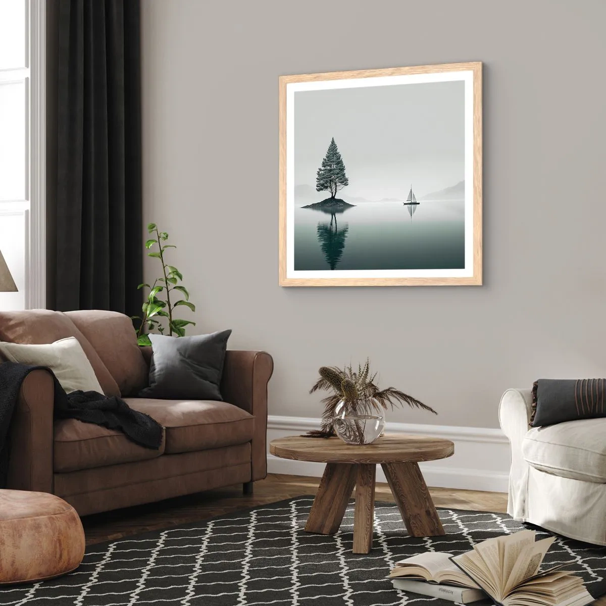 Poster în ramă de stejar deschis - Visând cu ochii deschiși - 50x50 cm