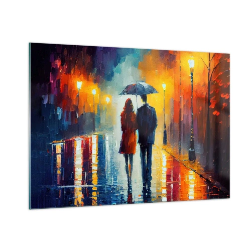 Tablou pe sticlă - Împreună - o noapte plină de culoare - 100x70 cm