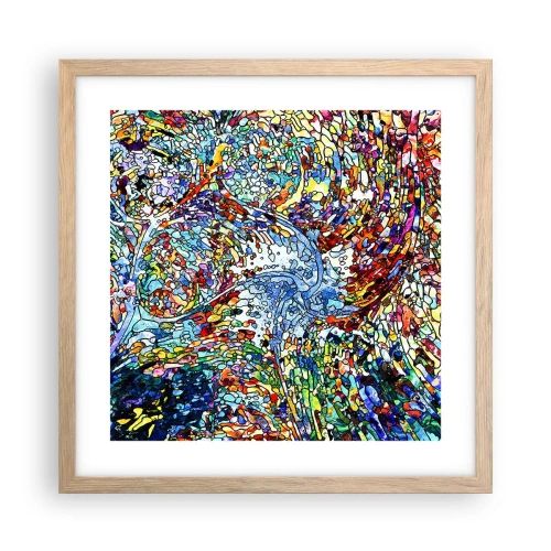 Poster în ramă de stejar deschis - Vitraliu de picături - 40x40 cm