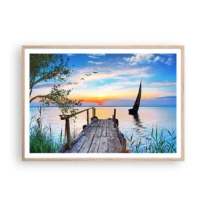 Poster în ramă de stejar deschis - Bună seara - 100x70 cm