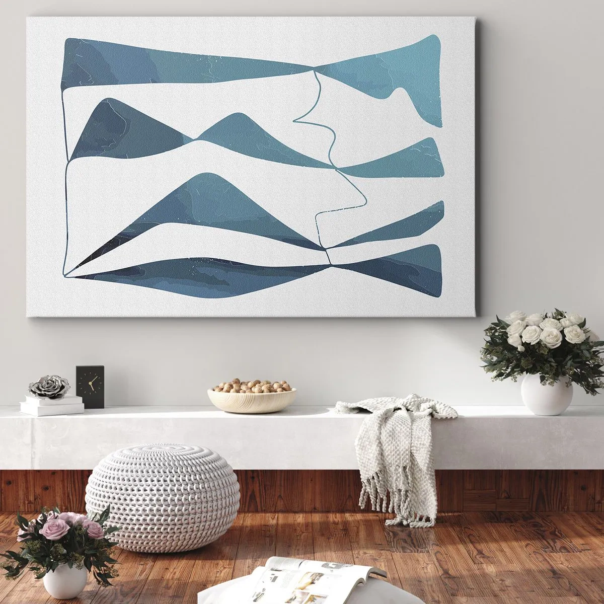 Tablou pe pânză - Abstracție: relație turcoaz - 120x80 cm