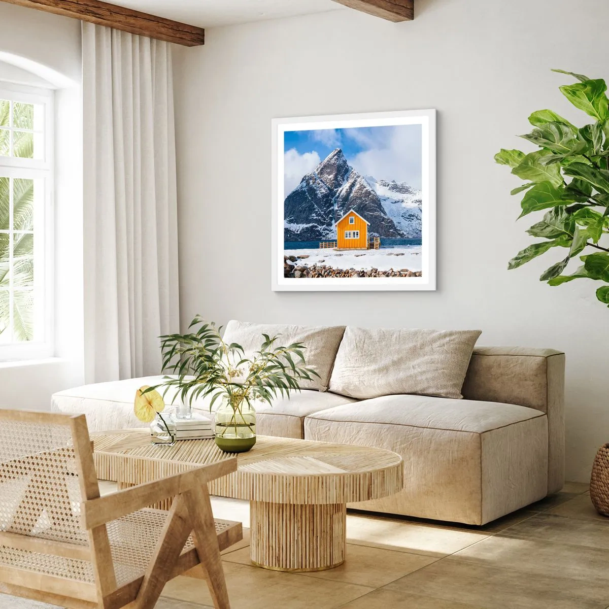 Poster în ramă albă - Vacanță scandinavă - 50x50 cm