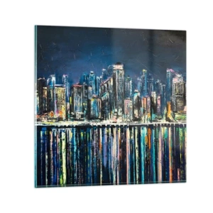 Tablou pe sticlă - Cascadă de lumini - 70x70 cm