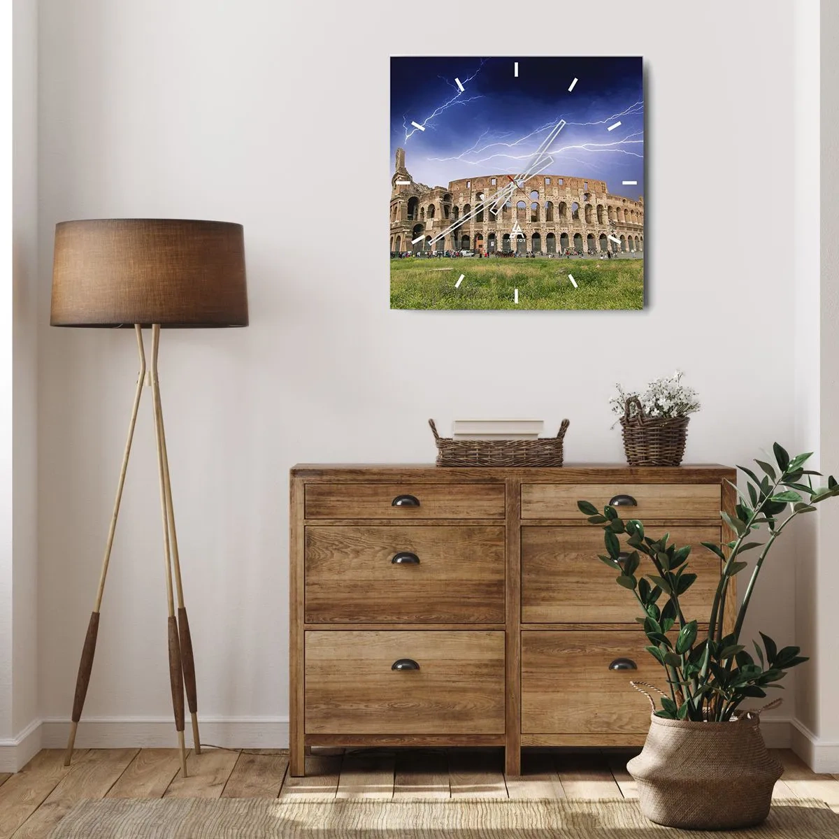 Ceas de perete - Ceas pe sticlă - Arena de luptă - 30x30 cm