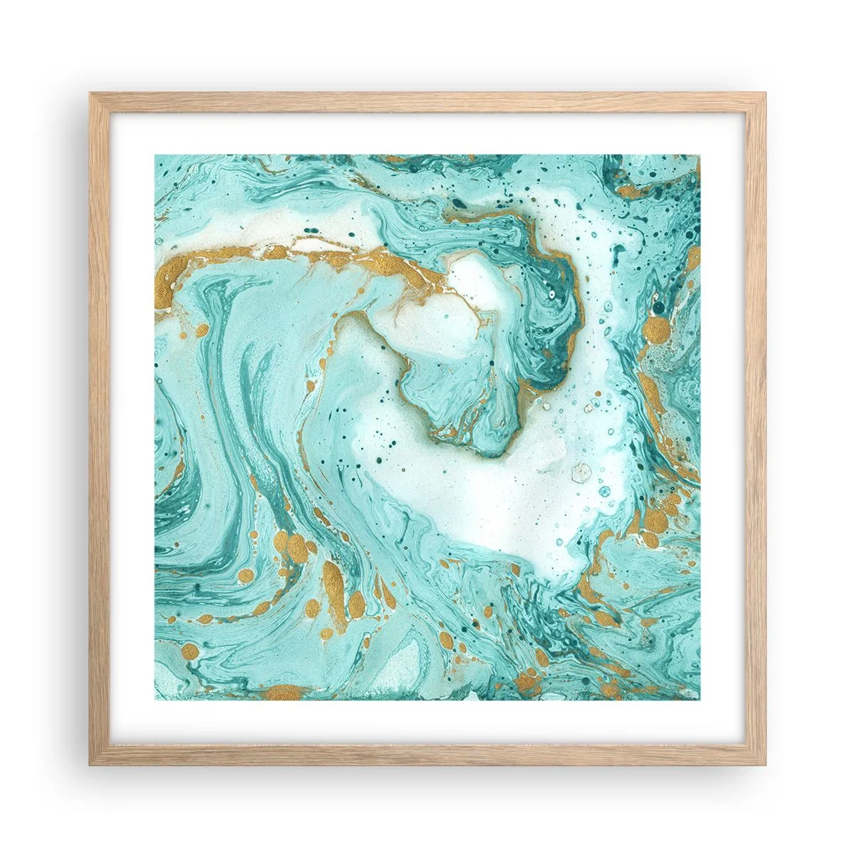 Poster în ramă de stejar deschis - Sub marele val al perioadei Edo - 50x50 cm