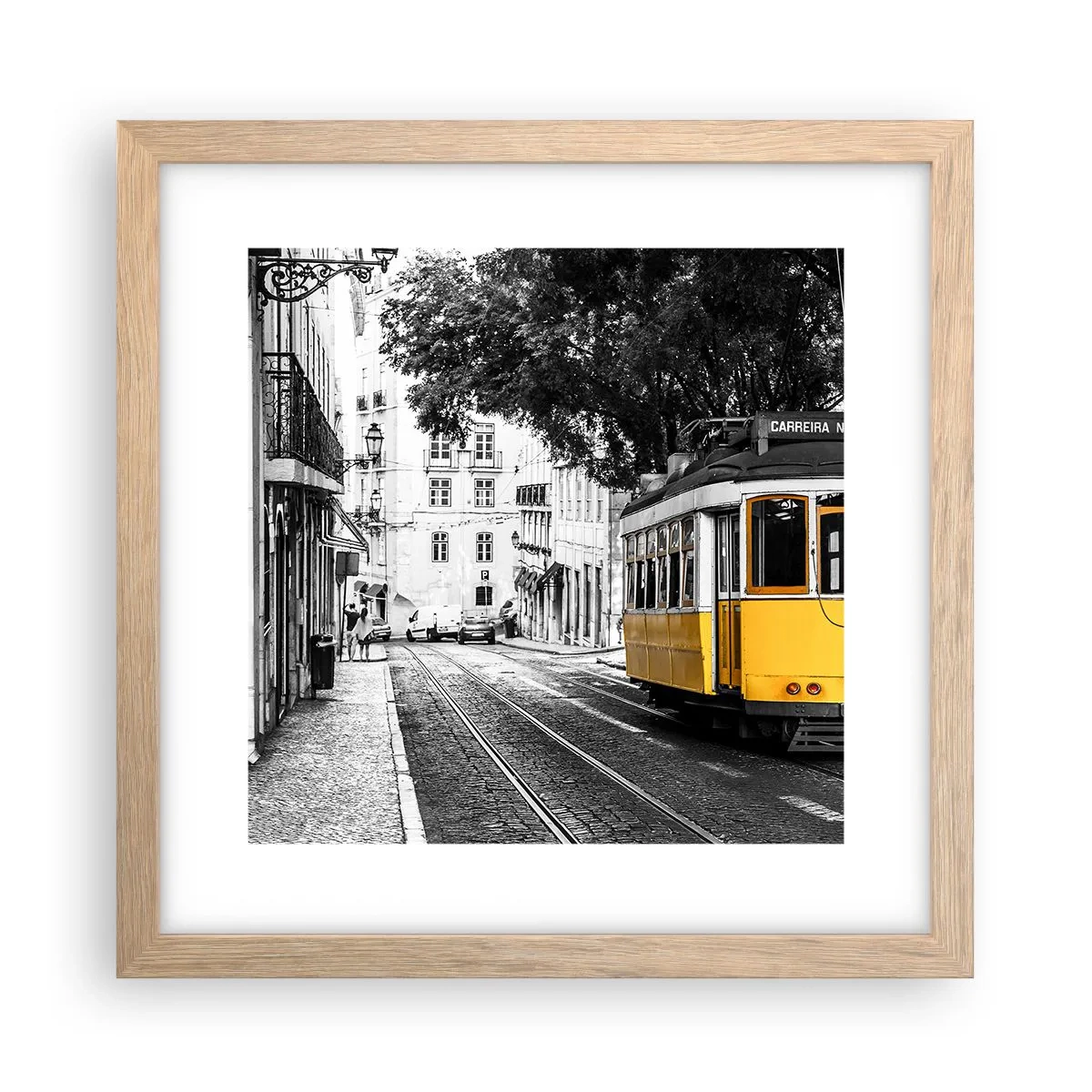 Poster în ramă de stejar deschis - Sună fado în fundal - 30x30 cm