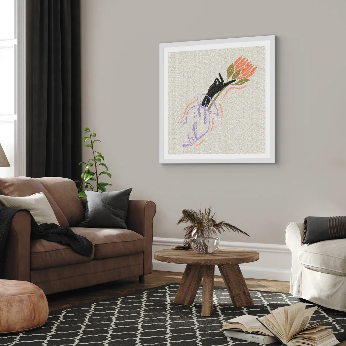 Poster în ramă albă - Atingere surorială - 60x60 cm