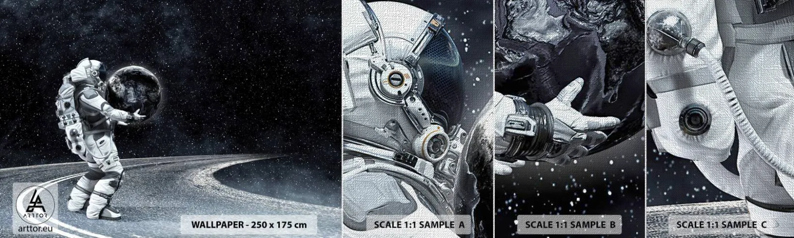 Mostră tapet Premium Canvas - Pe Calea Lactee - Cosmos, Astronaut, Fantezie - 100x30 cm