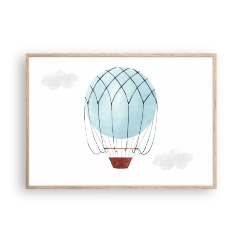 Poster în ramă de stejar deschis - Complet în nori - 100x70 cm