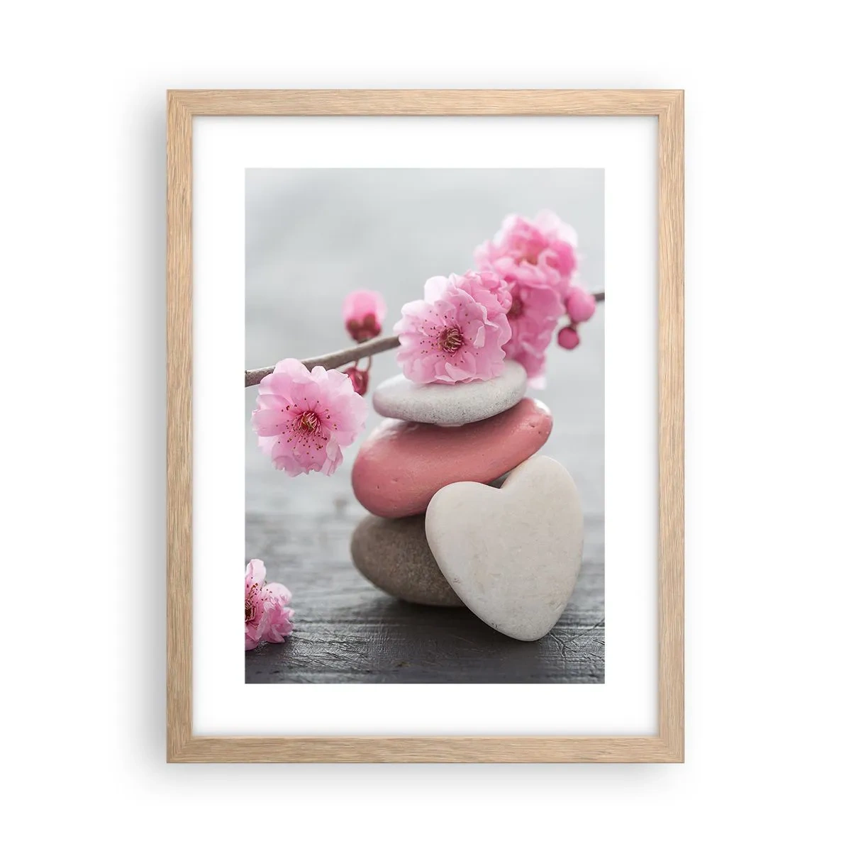 Poster în ramă de stejar deschis - Fericirea florilor de cireș - 30x40 cm
