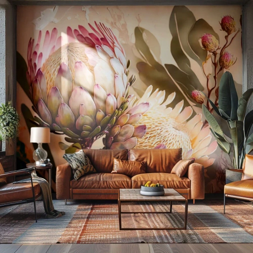 Tapet Premium Canvas - Îmbrățișare cu tandrețe - Flori, Plante, Botanică - 300x210 cm