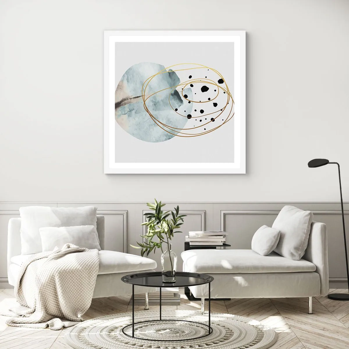 Poster în ramă albă - În îmbrățișarea spațiului - 60x60 cm