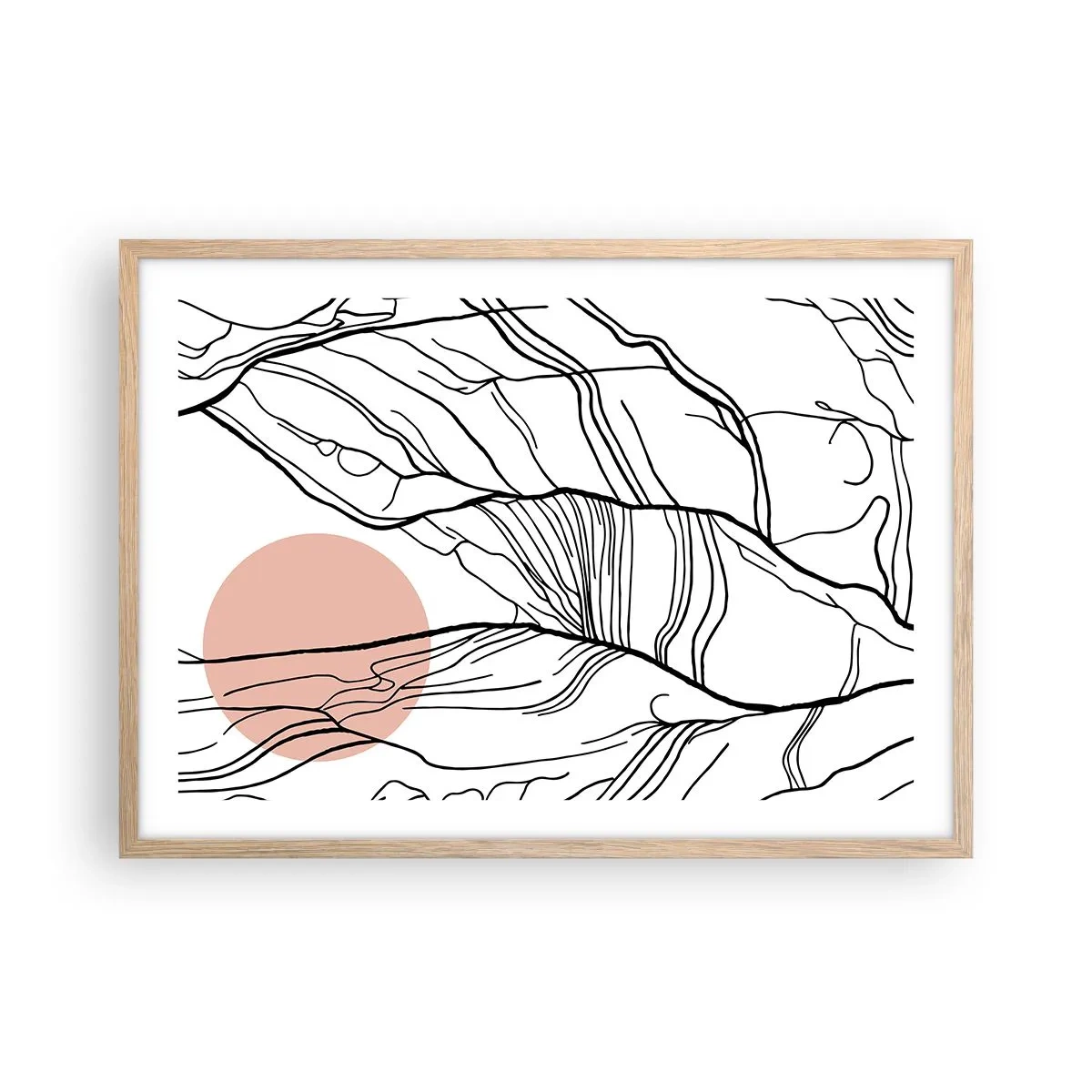 Poster în ramă de stejar deschis - Într-o rețea de crengi - 70x50 cm