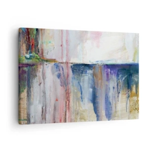 Tablou pe pânză Canvas - O compoziție abstractă de culori cu efect de reflexie pe pânză. - 70x50cm - Impresii și asociații colorate - Decorațiune modernă pentru perete pentru living și dormitor ARTTOR