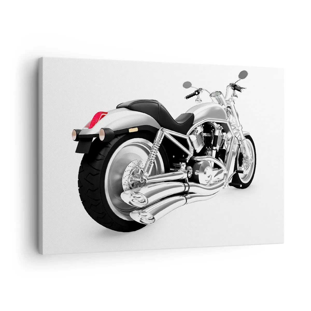Tablou pe pânză Canvas - Motocicletă cromată pe fundal alb - 70x50cm - Visul unui colecționar - Decorațiune modernă pentru perete pentru living și dormitor ARTTOR