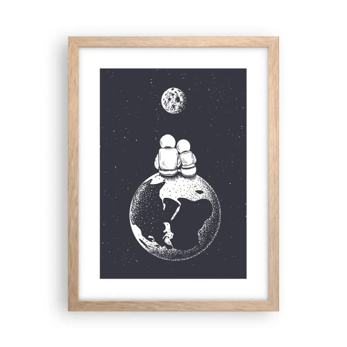 Poster în ramă de stejar deschis - Poveste cosmică de dragoste - 30x40 cm
