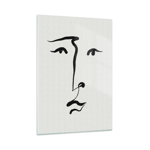 Tablou pe sticlă - Portret tras cu o linie - 50x70 cm