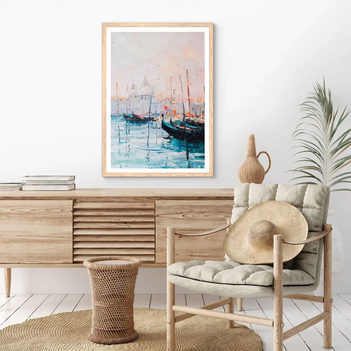 Poster în ramă de stejar deschis - În spatele apei, în spatele ceții - 30x40 cm