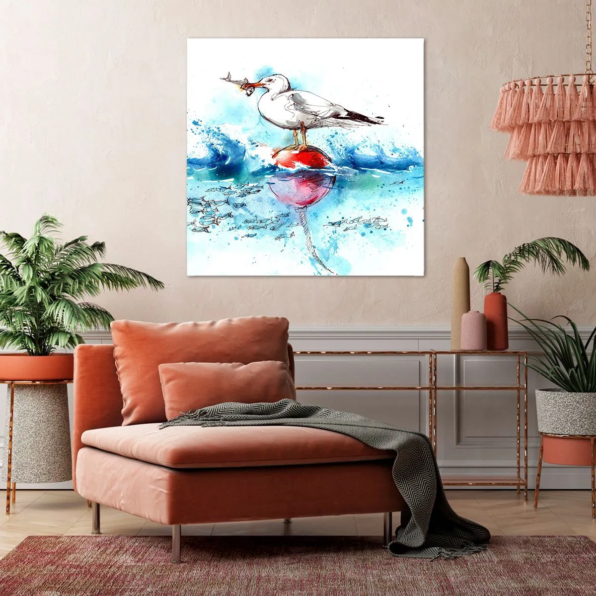 Tablou pe pânză - Pescuit de succes - 60x60 cm