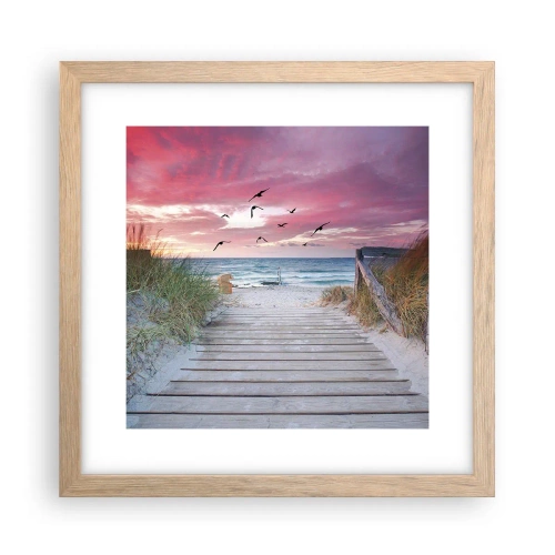 Poster în ramă de stejar deschis - Impresie baltică - 30x30 cm