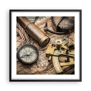 Poster în ramă neagră - Stabilește cursul - 50x50 cm