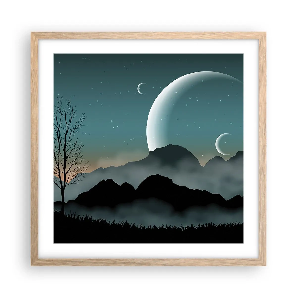 Poster în ramă de stejar deschis - Carnavalul unei nopți înstelate - 50x50 cm