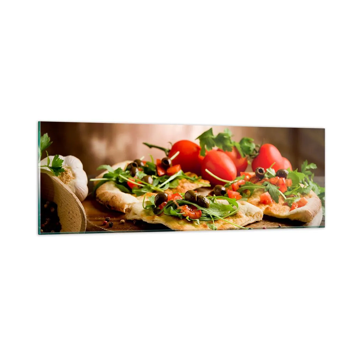 Tablou pe sticlă - Direct din cuptor și din grădină - 90x30 cm