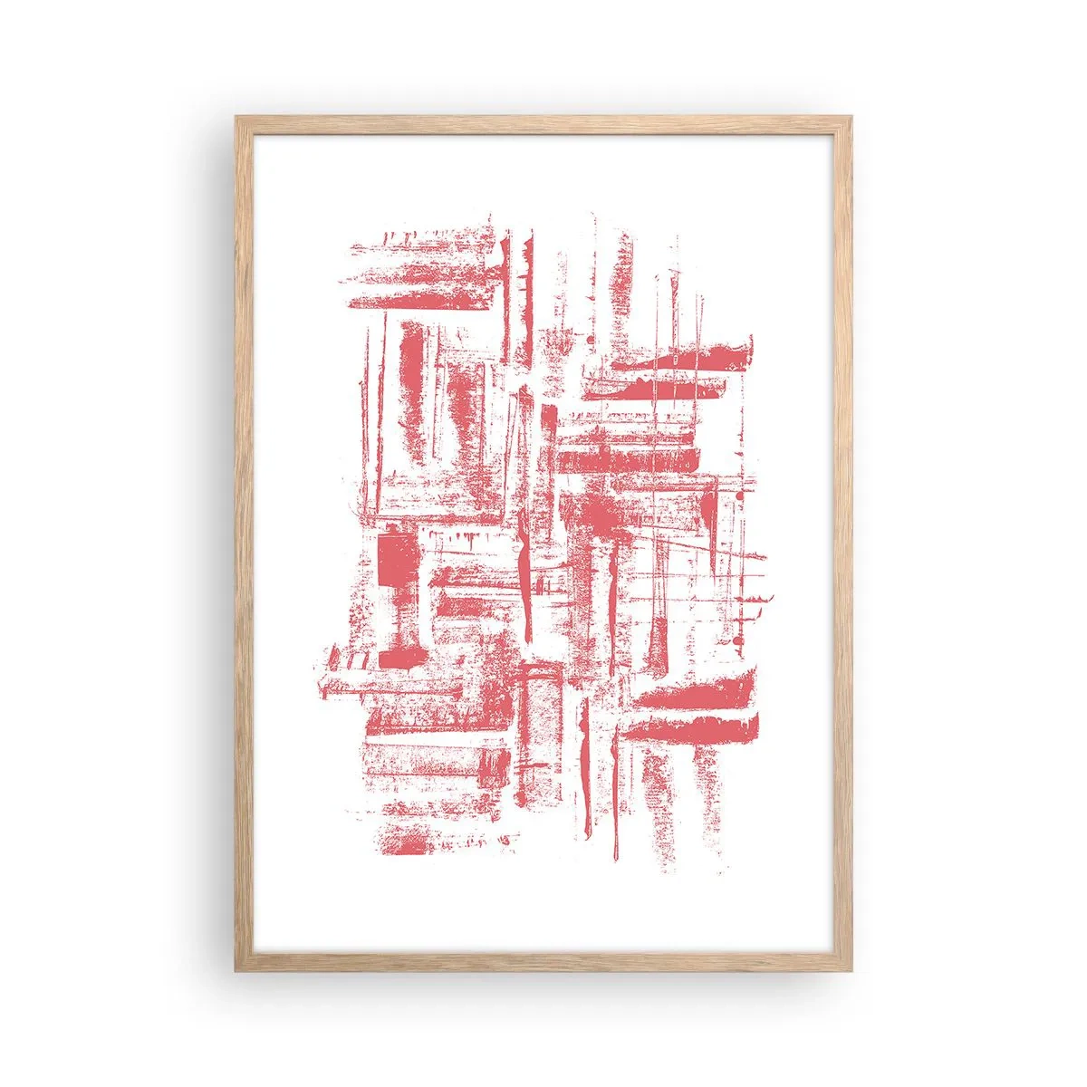Poster în ramă de stejar deschis - Orașul roșu - 50x70 cm