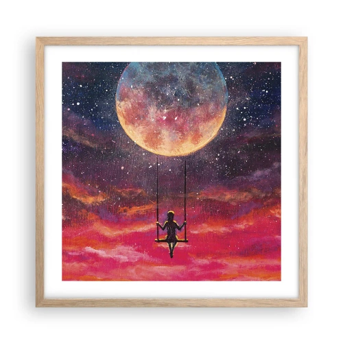Poster în ramă de stejar deschis - Cu capul în nori - 50x50 cm
