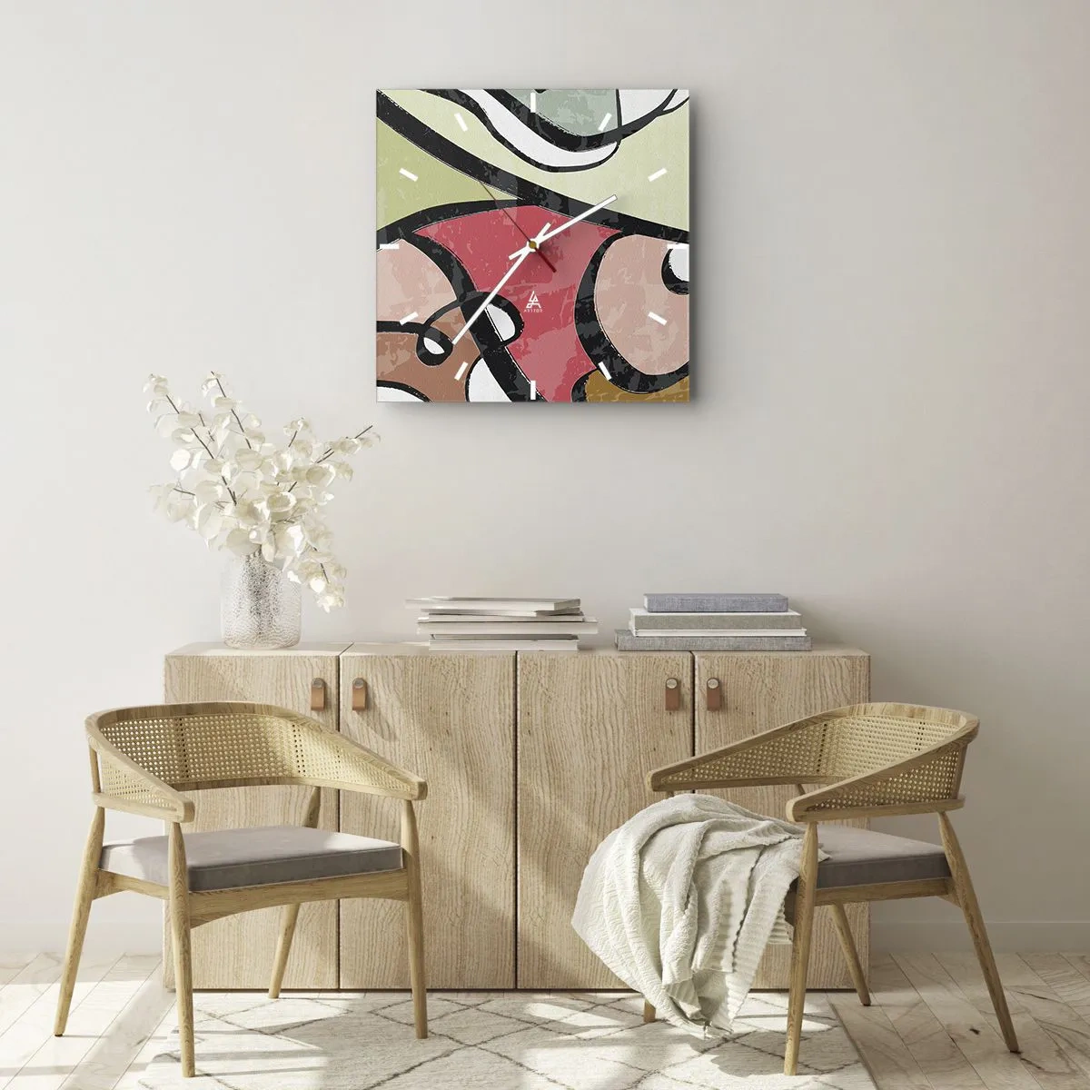 Ceas de perete - Ceas pe sticlă - Piruetă printre culori - 40x40 cm