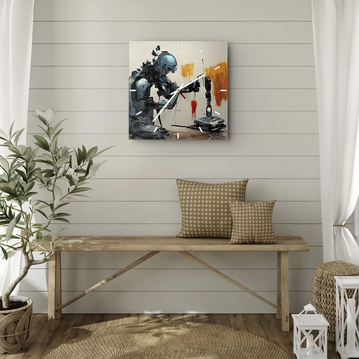 Ceas de perete - Ceas pe sticlă - Vine ziua de mâine..... - 40x40 cm