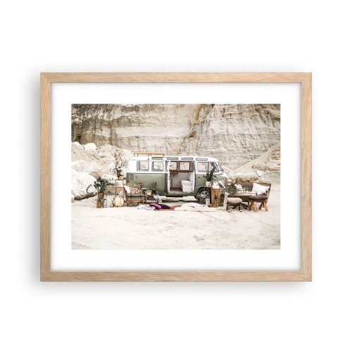 Poster în ramă de stejar deschis - Să înceapă călătoria - 40x30 cm