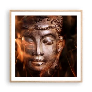 Poster în ramă de stejar deschis - Există doar aici și acum - 60x60 cm