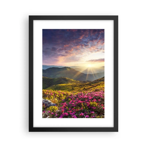 Poster în ramă neagră - Prospețimea unei dimineți de munte - 30x40 cm