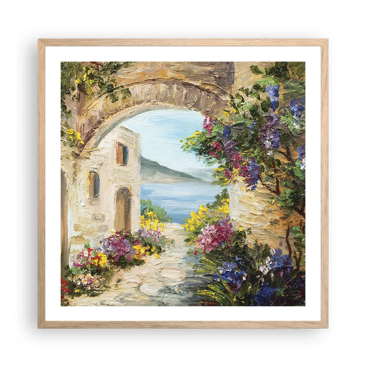 Poster în ramă de stejar deschis - Farmecul peisajului de coastă - 60x60 cm