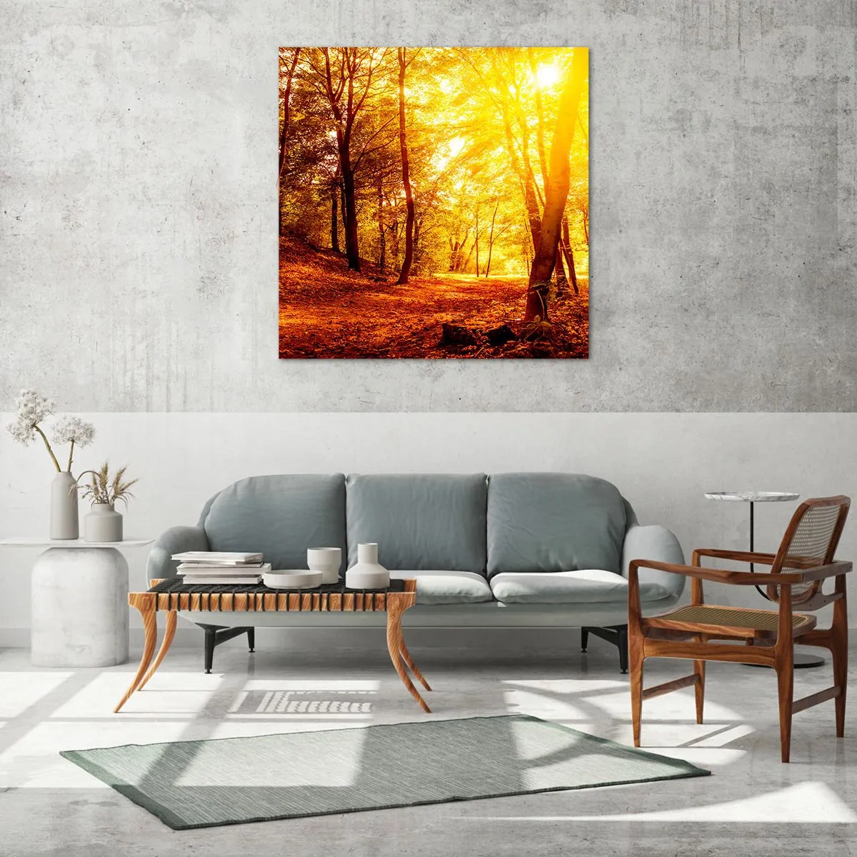 Tablou pe sticlă - Spre o poiană de aur - 40x40 cm