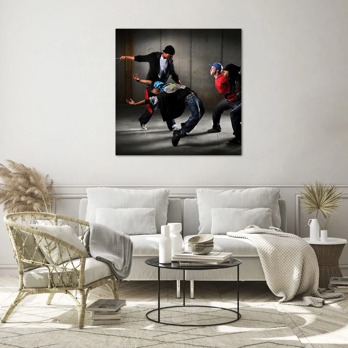 Tablou pe sticlă - Dansând cu vântul străzii - 30x30 cm
