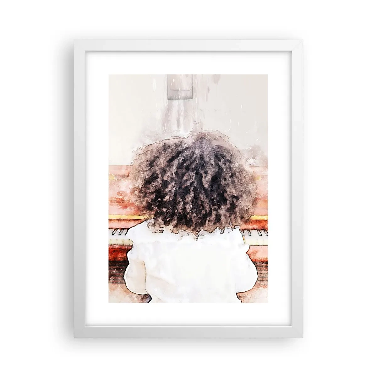 Poster în ramă albă - Într-o lume a muzicii - 30x40 cm