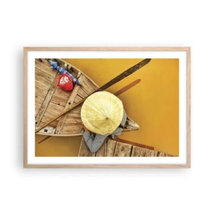 Poster în ramă de stejar deschis - Viața pe râul galben - 70x50 cm